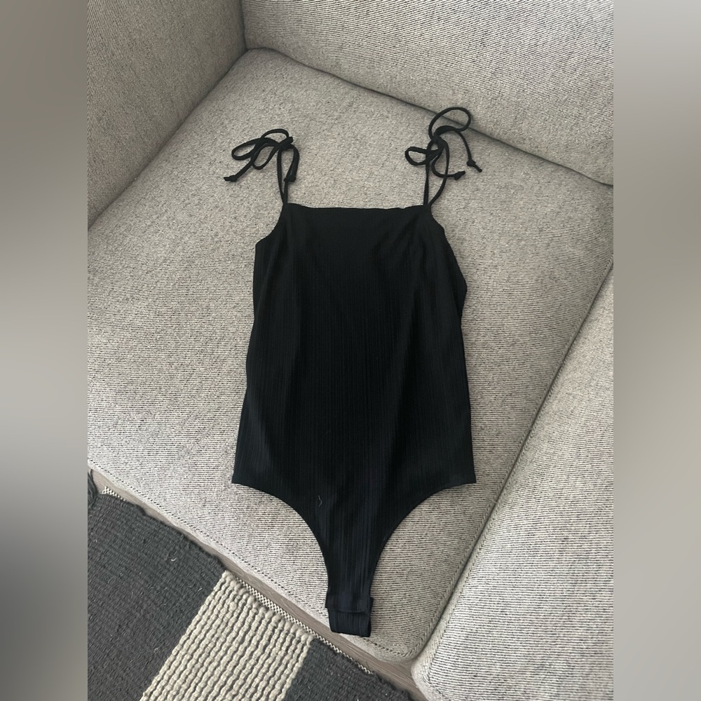 BCBGeneration Ribbed Tie Strap Bodysuit
